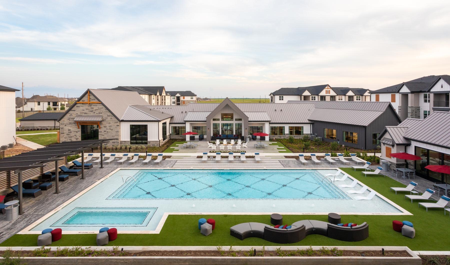a swimming pool in a backyard