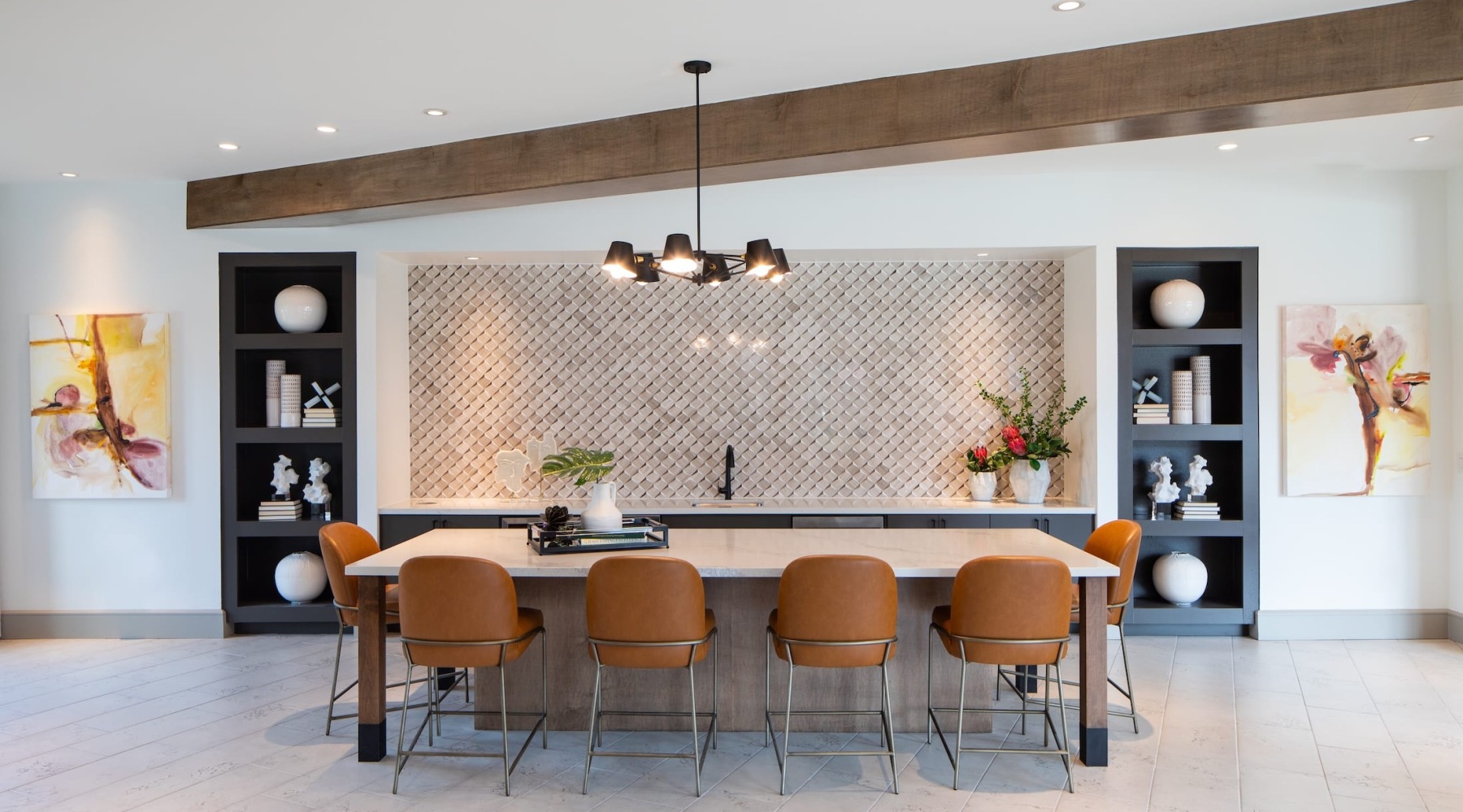 lounge area with modern decor and ample seating